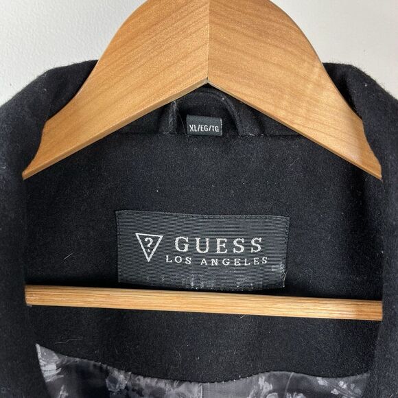 Guess Wool Blend Pea Coat Gray Black‎ Double Breasted Womens XL - Picture 7 of 7